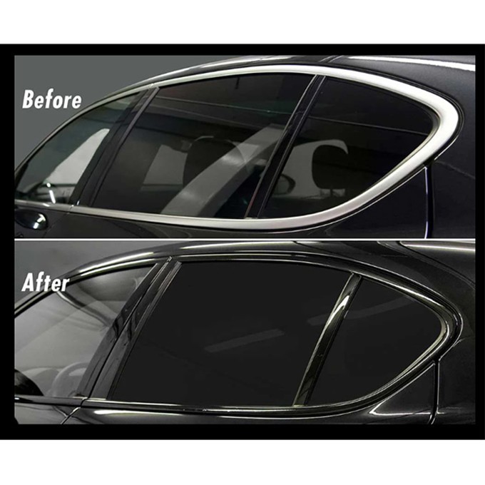 Black Vinyl Wrap For Blackout Chrome Delete-Trim W/ Air Release Glossy/Matte