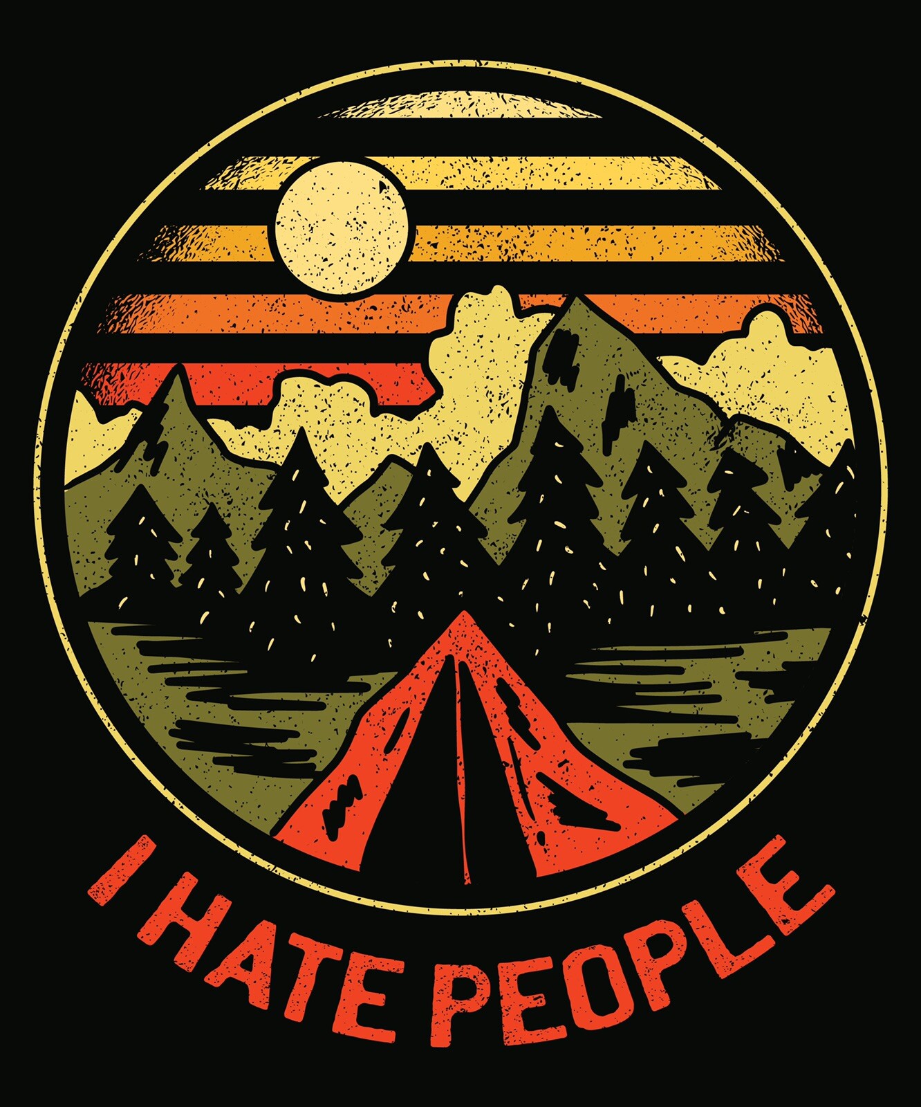 I Hate People Phone Sticker (2 Inch) Outdoor Antisocial Solitude Camping