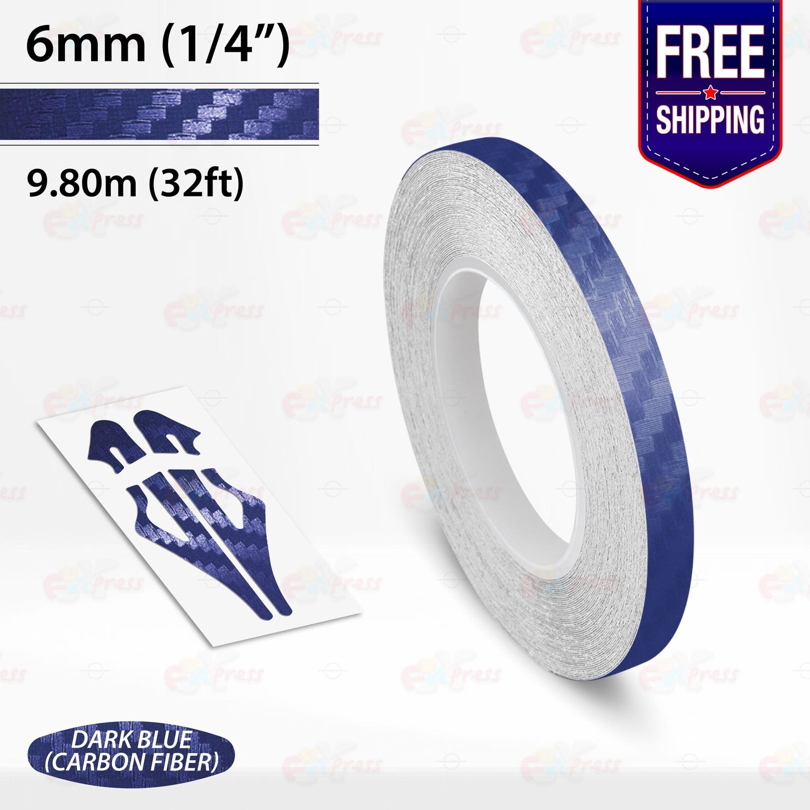 CARBON FIBER DARK BLUE 1/4″ STRIPE Car Model Motorcycle TAPE Vinyl Sticker 6mm