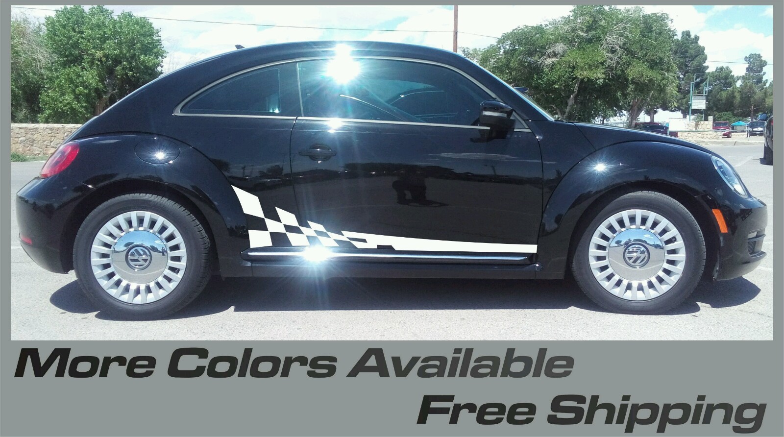 Rocker Panel Vinyl Graphics Decals Side Checkered fits Volkswagen Beetle