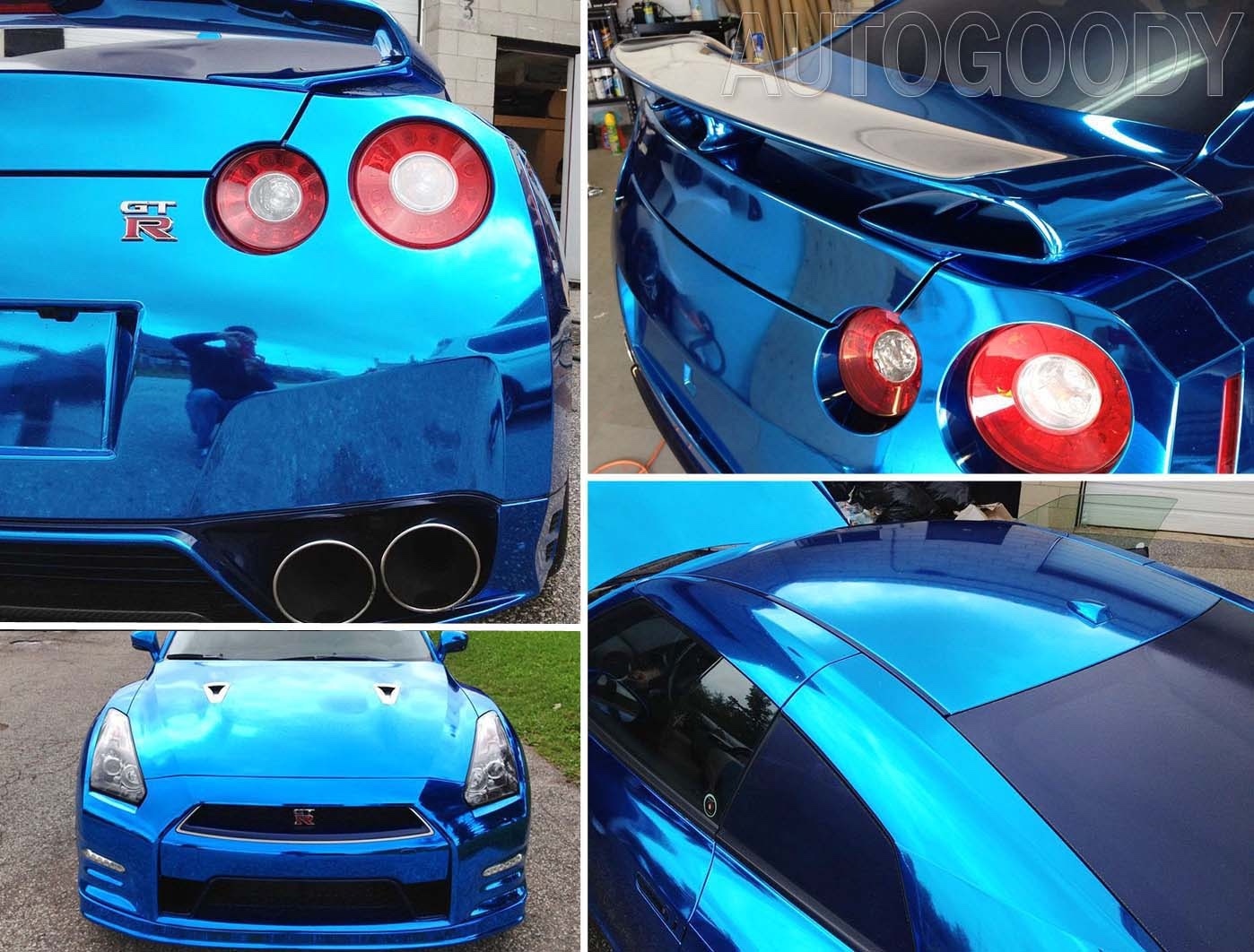 12″ x 60″ Blue Chrome Mirror Vinyl Film Wrap Sticker Decal Stretchable 1ft x 5ft