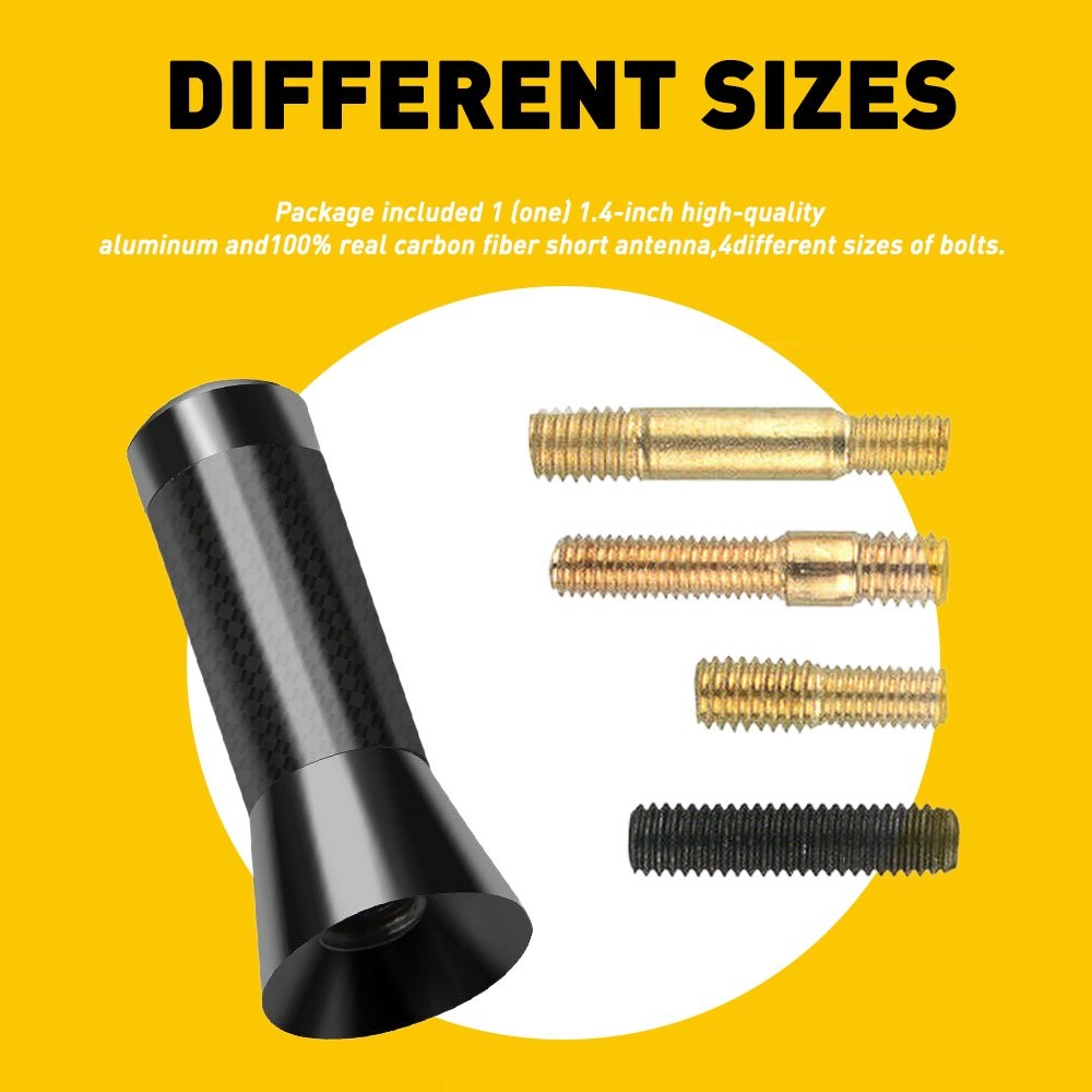 1/2set UNIVERSAL BEE BLACK SHORT CARBON STING MAST STUBBY CAR ANTENNA AERIAL ARI