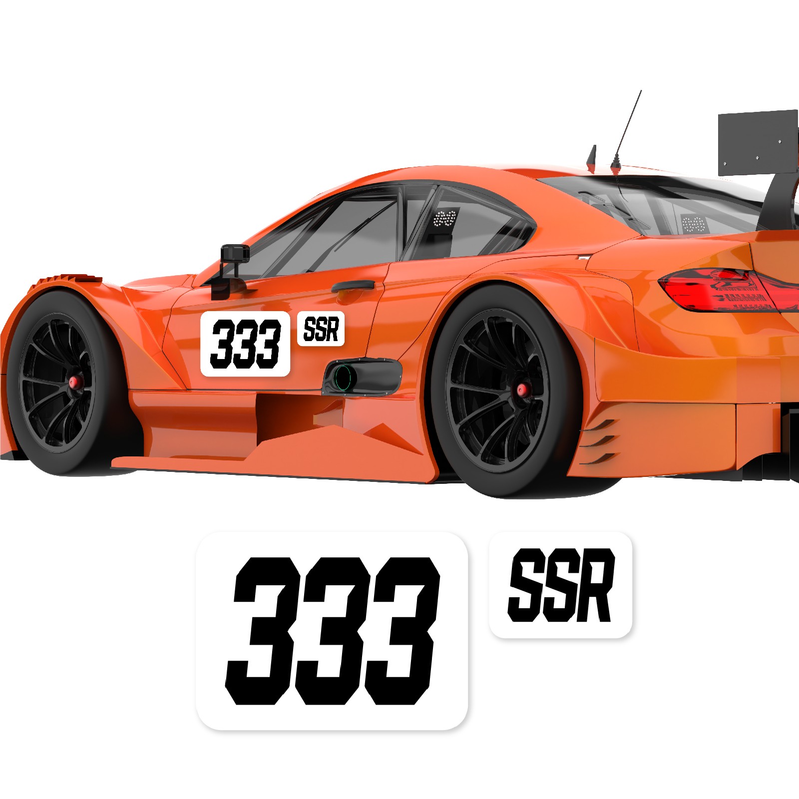 Custom Car Racing Number Class Magnet Decal x2 10-16 inch – Black White Plate