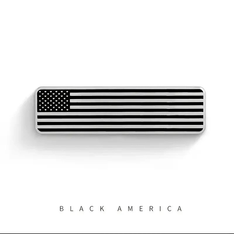 2pcs Metal Black American USA Flag Map Emblems Car Trunk Badge Decal Sticker