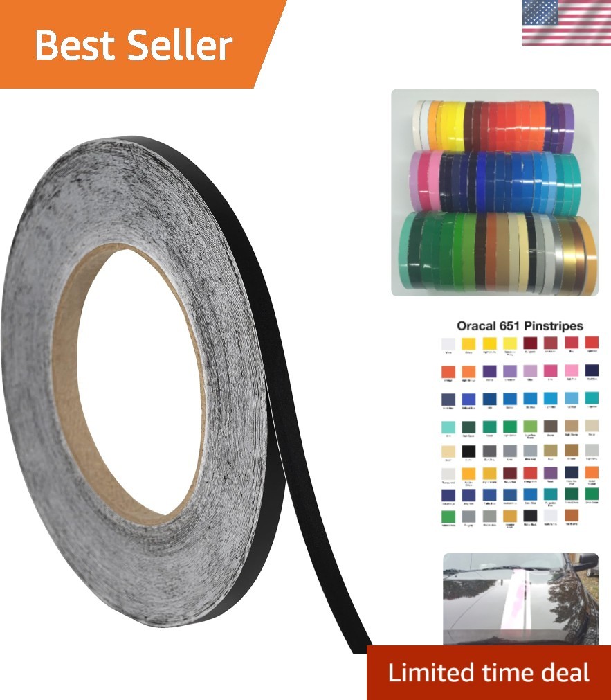 Versatile Matte Black Vinyl Striping Tape – 1/4″ x 150ft Roll for Customization