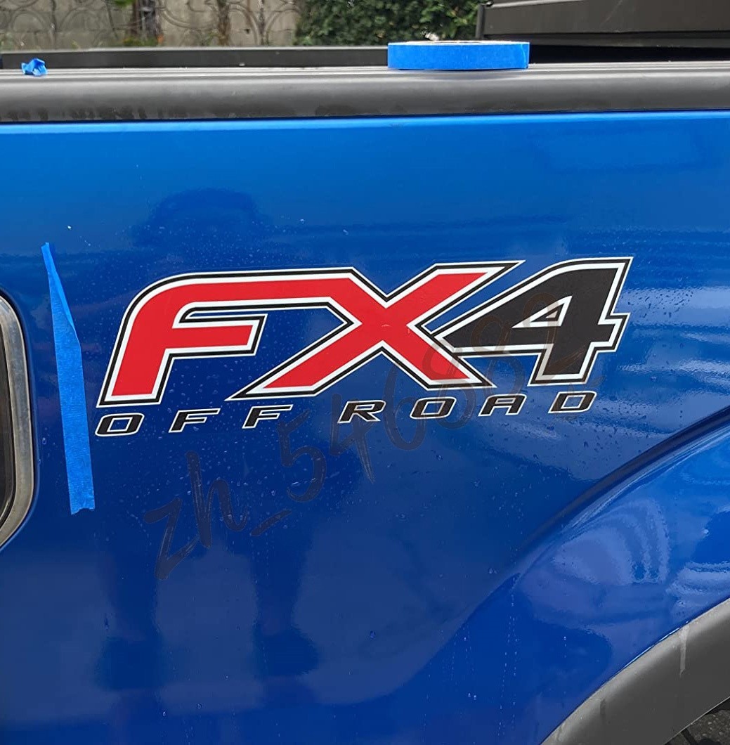 Set Of 2 For F150 FX4 Off Road Decals Stickers 4×4 Bed Side FH4B0 Black Red