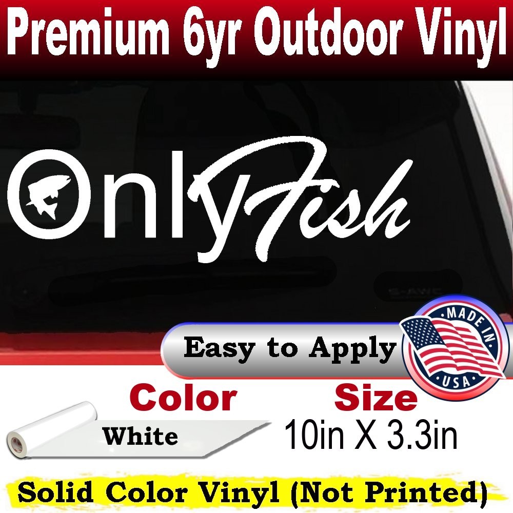Only Fish Funny Fishing Car or Truck Window Laptop Decal Sticker White 10X3.3
