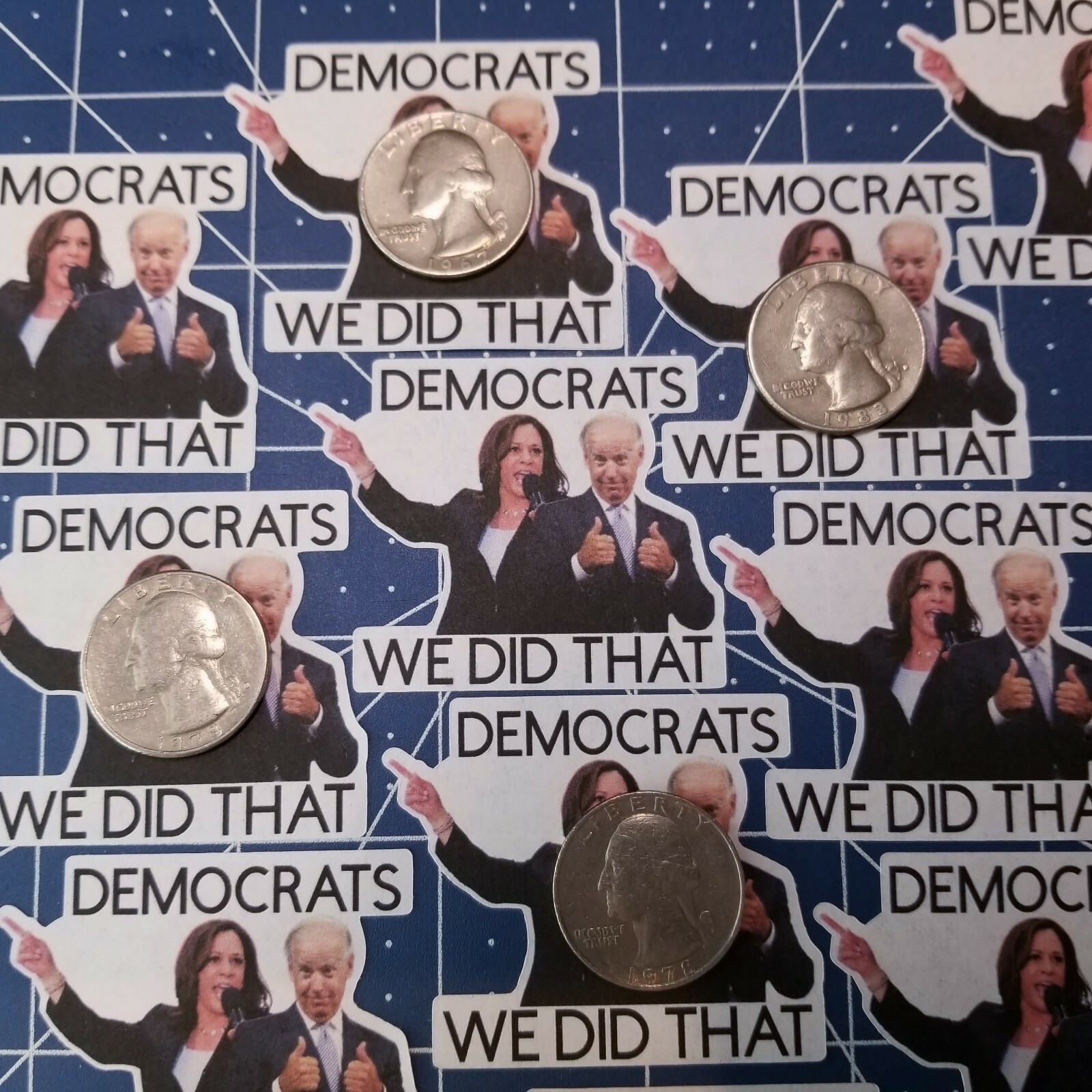 12PCS BIDEN/HARRIS FUNNY STICKER “DEMOCRATS WE DID THAT” (POINTED TO YOUR LEFT)