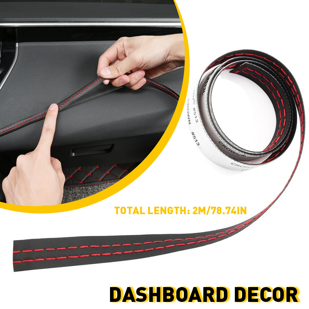 2M PU Leather Car Dashboard Decor Line Strip Sticker Moulding Trim Access H
