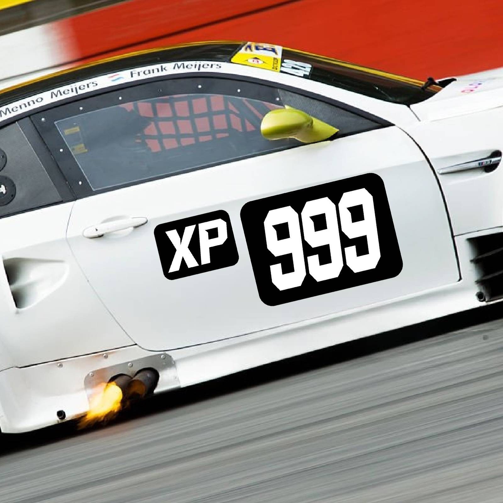 Custom Autocross Number Class Magnet Decal x2 10-16 inch – White Black Plate