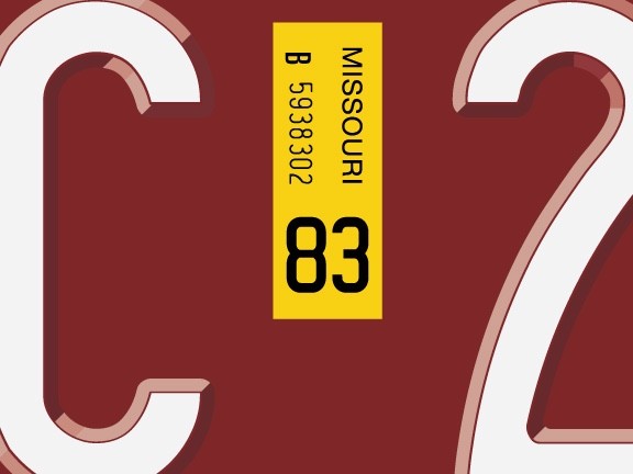 Missouri license plate registration sticker, 1980 to 1987