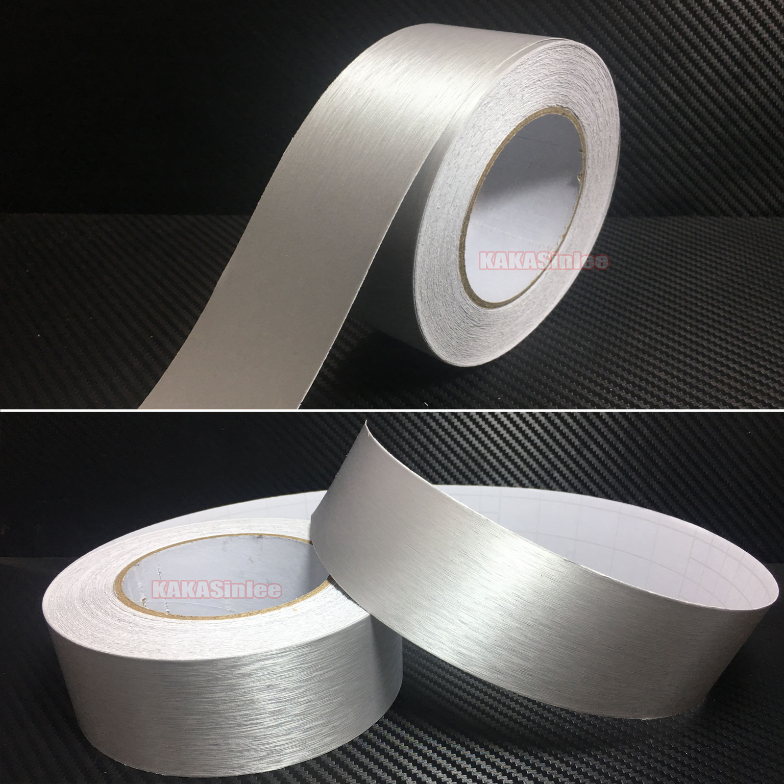 2inch W Silver Metal Matte Brushed Car Phone ALUMINUM Vinyl Wrap Sticker Tape AB