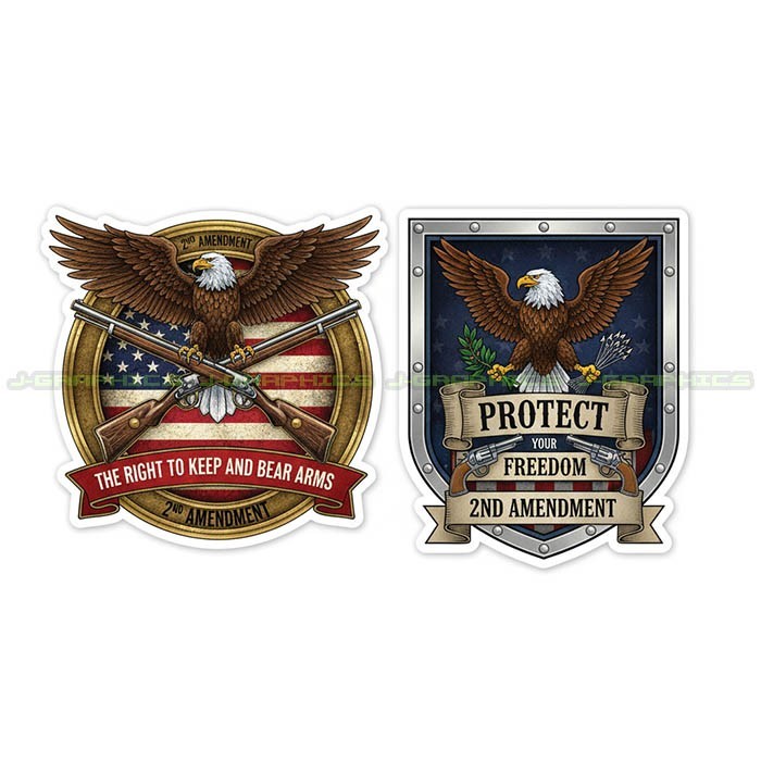 2nd Amendment Sticker Decal American Rights Gun Helmet Motorcycle Car 2 pack C