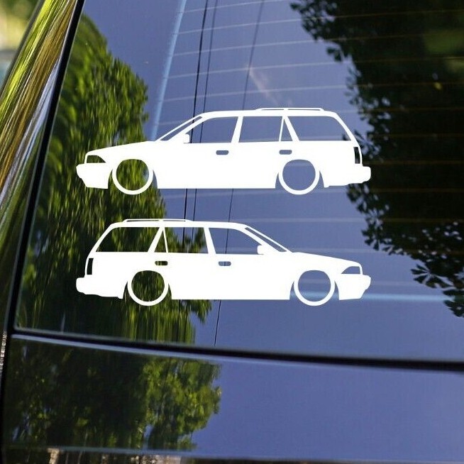 2x Lowered Car Silhouette Decal Stickers for Toyota Corolla Wagon AE92 1988-1992