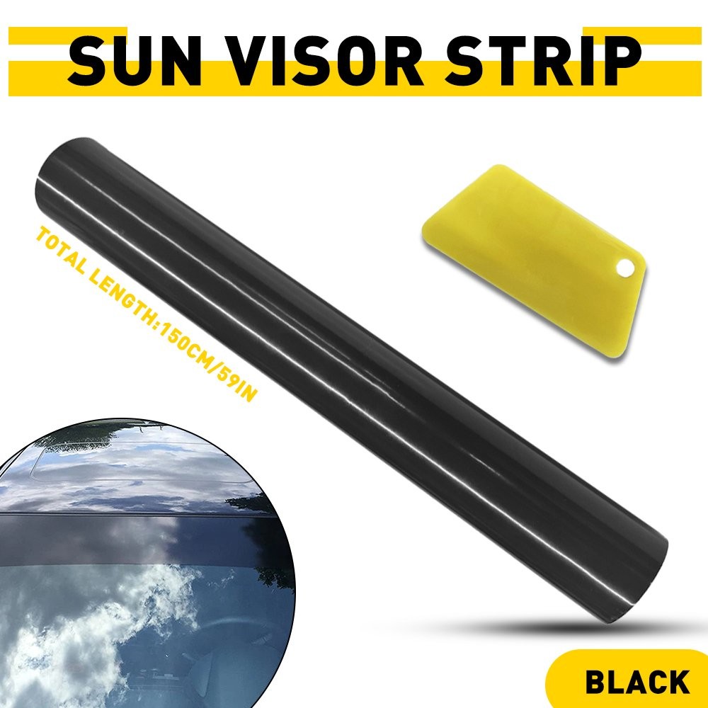Sun Visor Strip Windshield Banner Long Vinyl Lasting Decal Gloss Blank Black USA