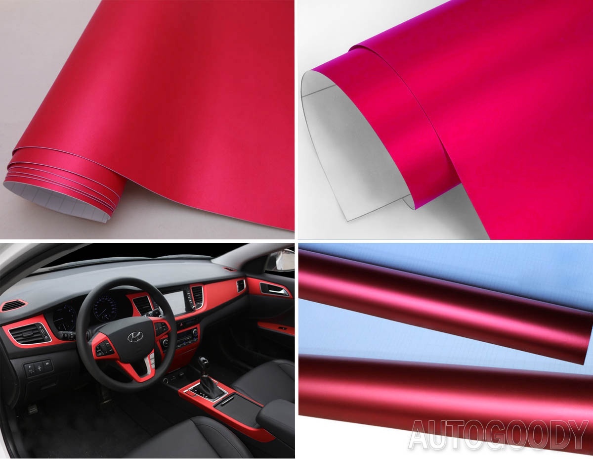 36″ x 60″ Satin Matte Chrome Metallic Red Vinyl Film Wrap Sticker Bubble Free