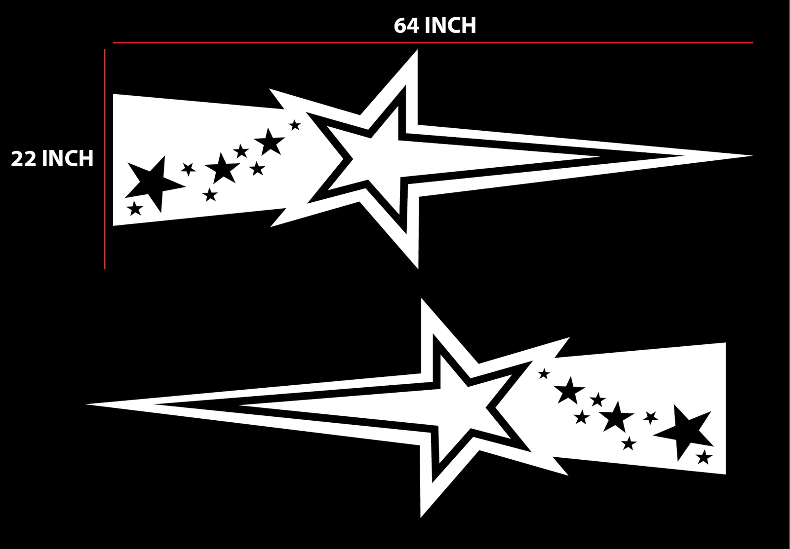 2 Pcs Car SUV Racing Long Stripe Graphics Side Body Vinyl Decal Super Star Stic