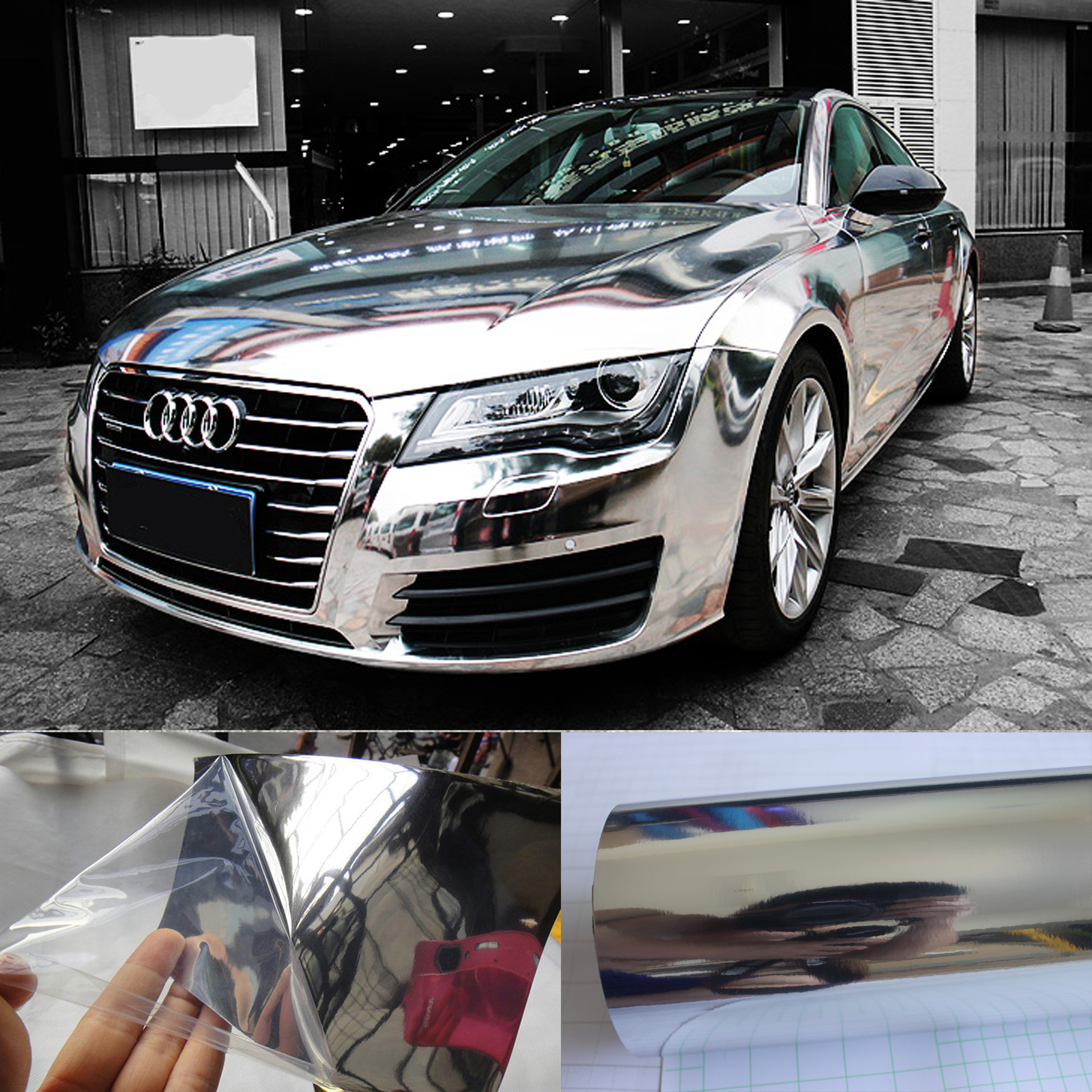 12″ x 60″ Useful Car Wrap Flat Glossy Mirror Chrome Vinyl Sticker Film Silver CF