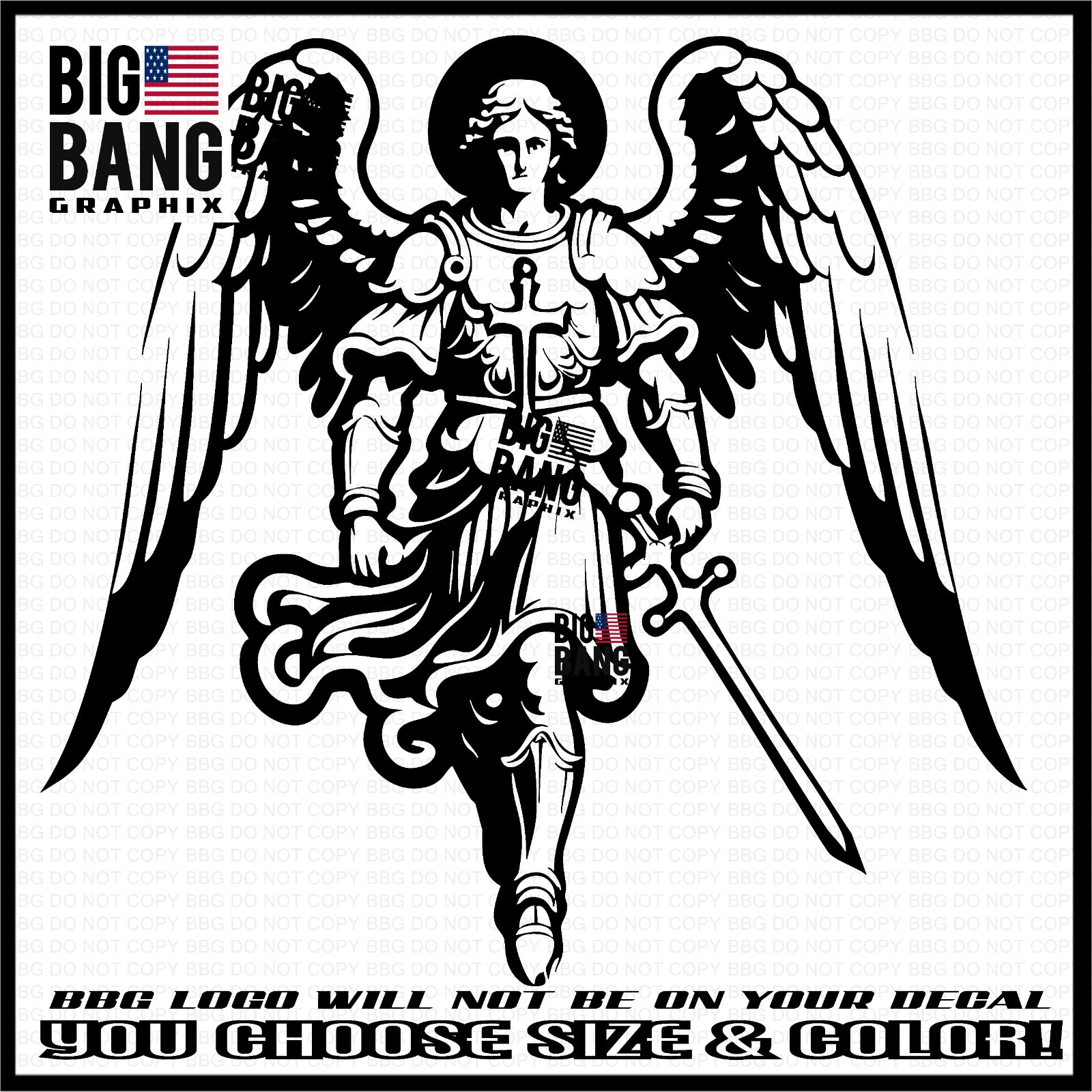 St. Michael Vinyl Decal Sticker SUV Car Truck Die Cut Window Lettering Angel USA