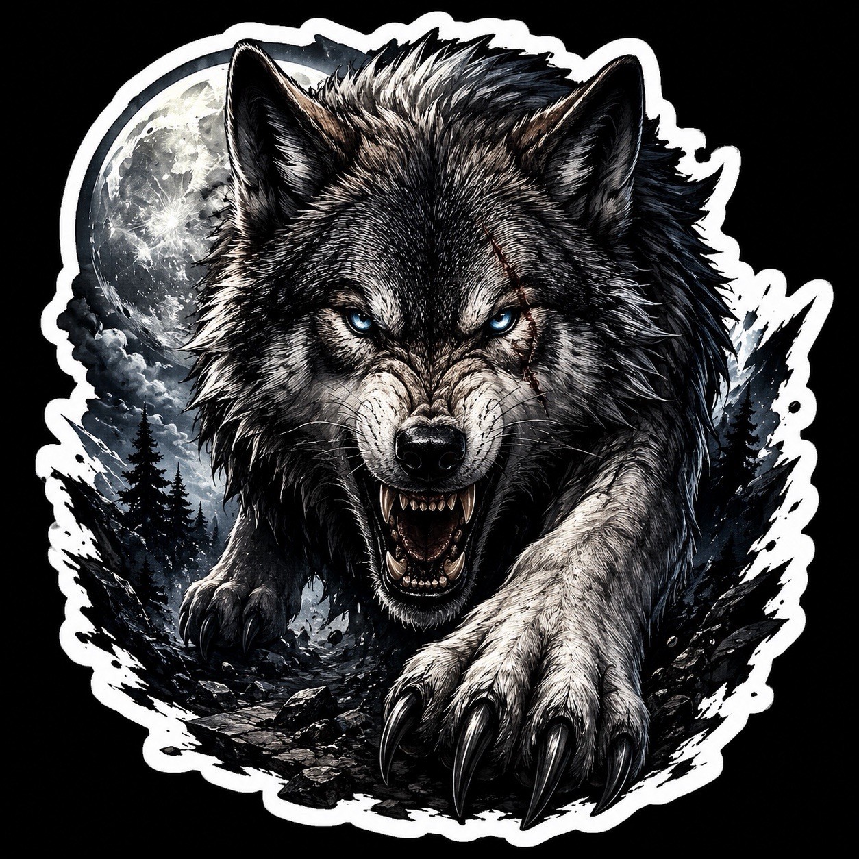 Awesome Wolf Phone Sticker (2 Inch) Cool Waterproof Vinyl Decal Hard Hat