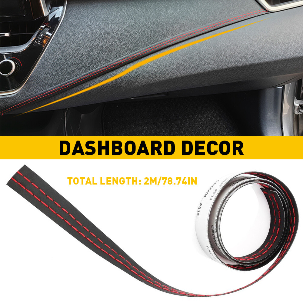 2M PU Leather Car Dashboard Decor Line Strip Sticker Moulding Trim Access H