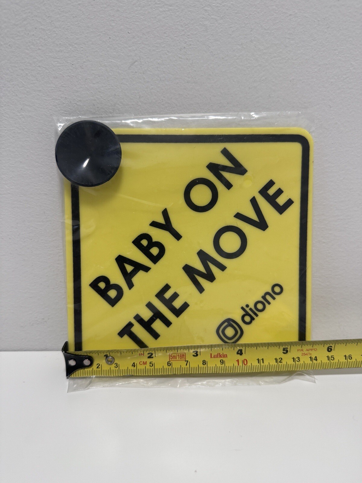 BABY ON THE MOVE DECAL Yellow Safety Window Sign with Suction Cup Diono NEW