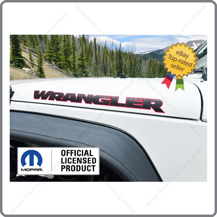 (2x) Jeep WRANGLER JK Hood Decals Stickers 3D Topo Map RED Black UV1A8