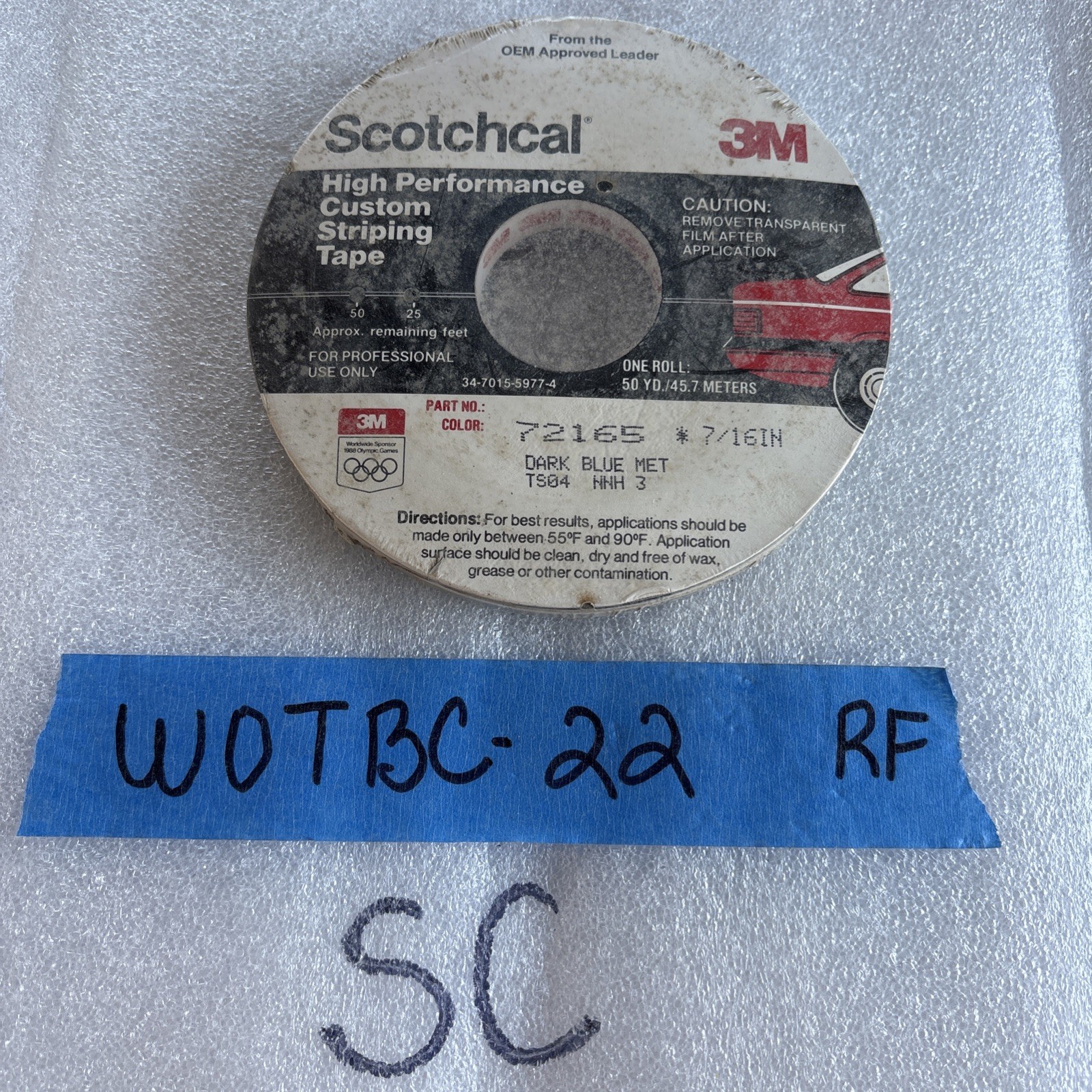 3M Scotchcal 72165 Blue Metallic Stripe Tape 7/16” x 50 Yards Auto Trim NOS New