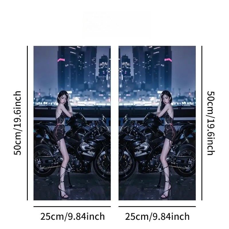 2pcs Sexy motorcycle beauty Car Center Pillar Sticker B-pillar Film Decor