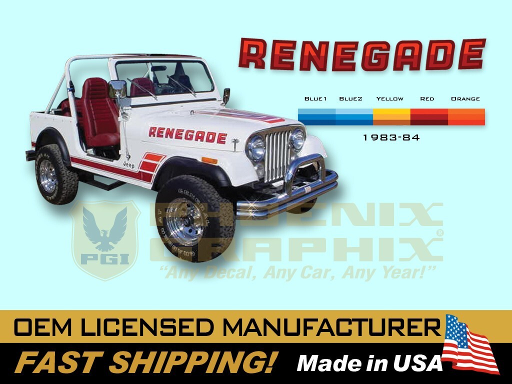 1983 1984 Jeep Renegade CJ5 CJ7 4X4 Decals Stripes Graphics Kit