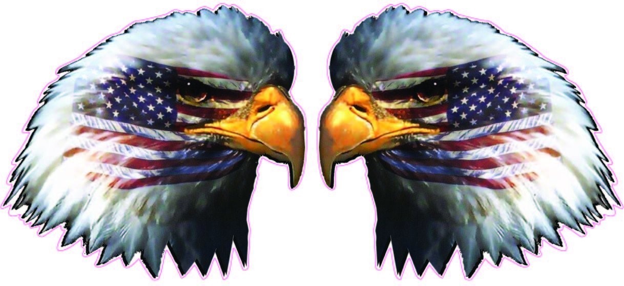 American Flag Eagle Head Pair 3″ x 3″ in size