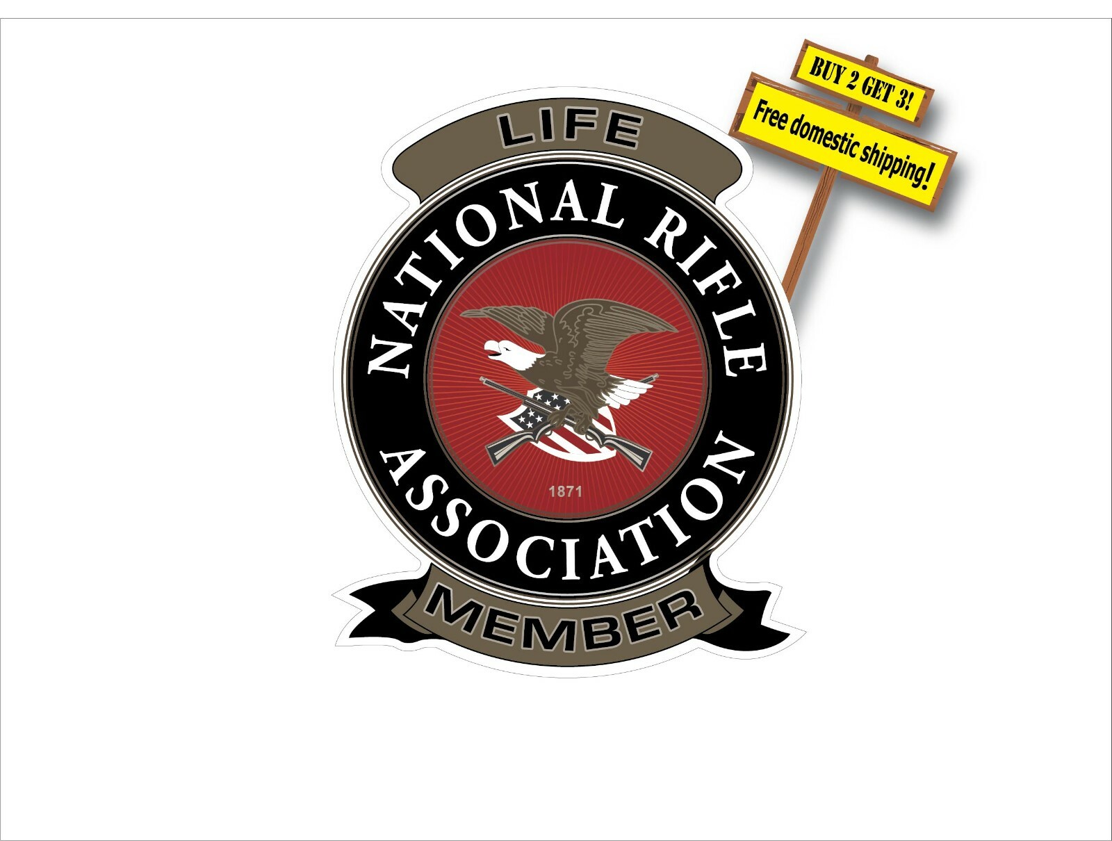 NRA Life Member Patch Logo Guns Decal Replica 2nd Amendment Stickers p23