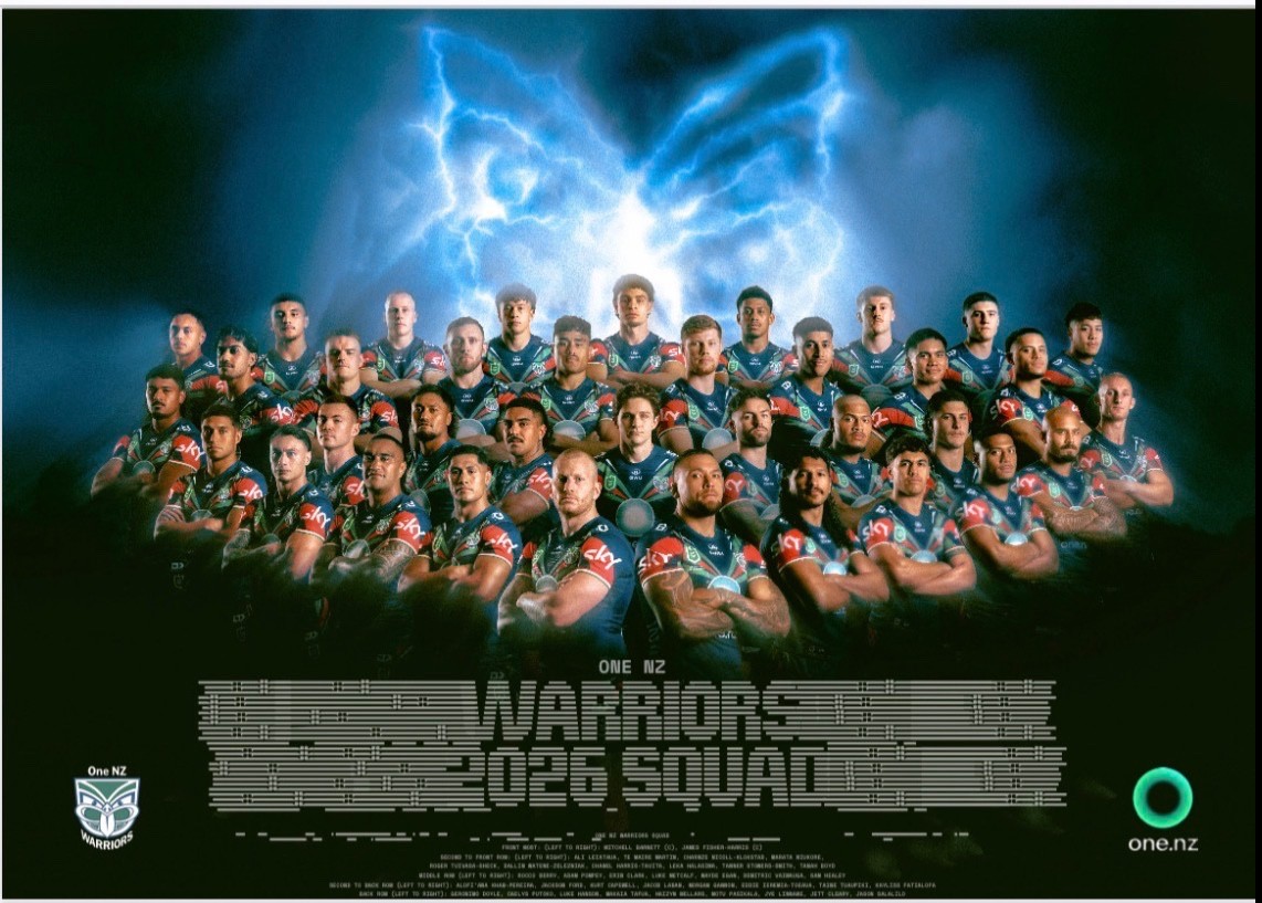 Nz warriors 2026 nrl rugby team LAMINATED 300mm poster, CHAMPIONS, 1