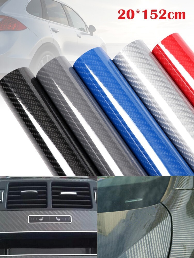 50*152cm Car Styling Sticker High Glossy 6D Carbon Fiber Vinyl Wrap Film Decal