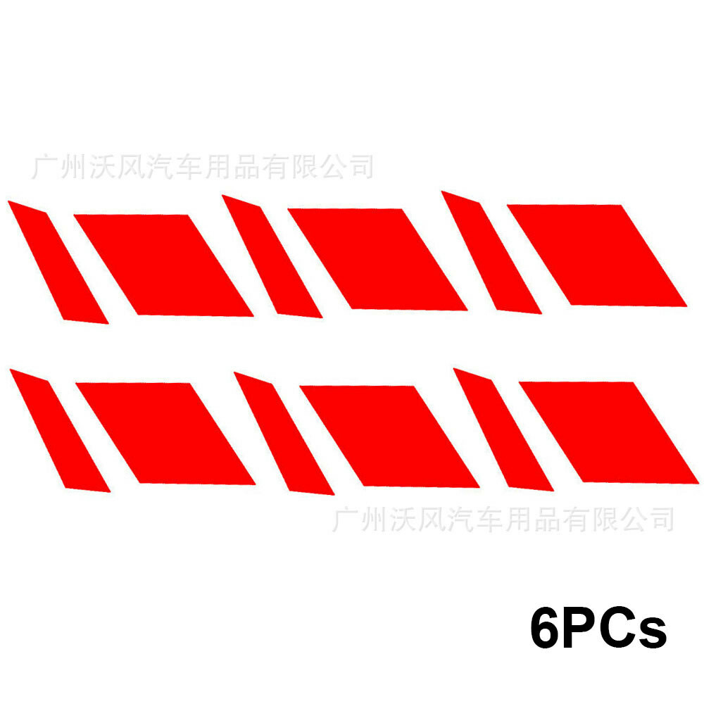 6 PCS Reflective Car Wheel Sticker Accessories Red Car Body Moldings for 18″-21″