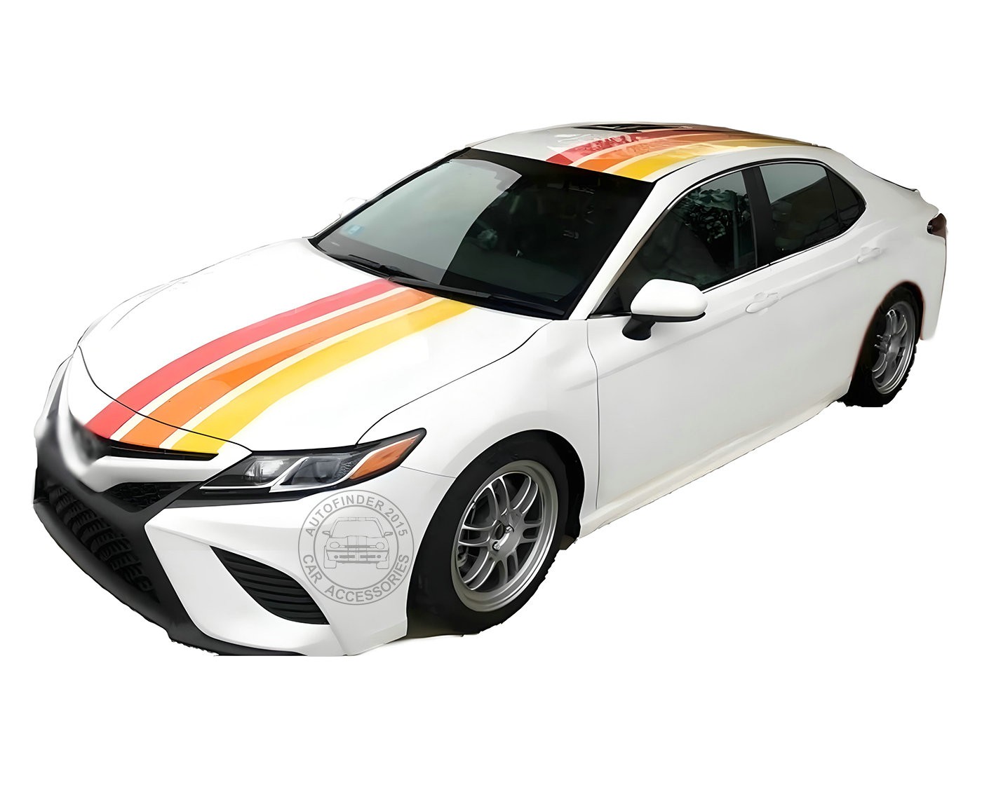 Graphics Tricolor Racing Stripe Decal For Toyota Camry Hood Roof Rear Stickers