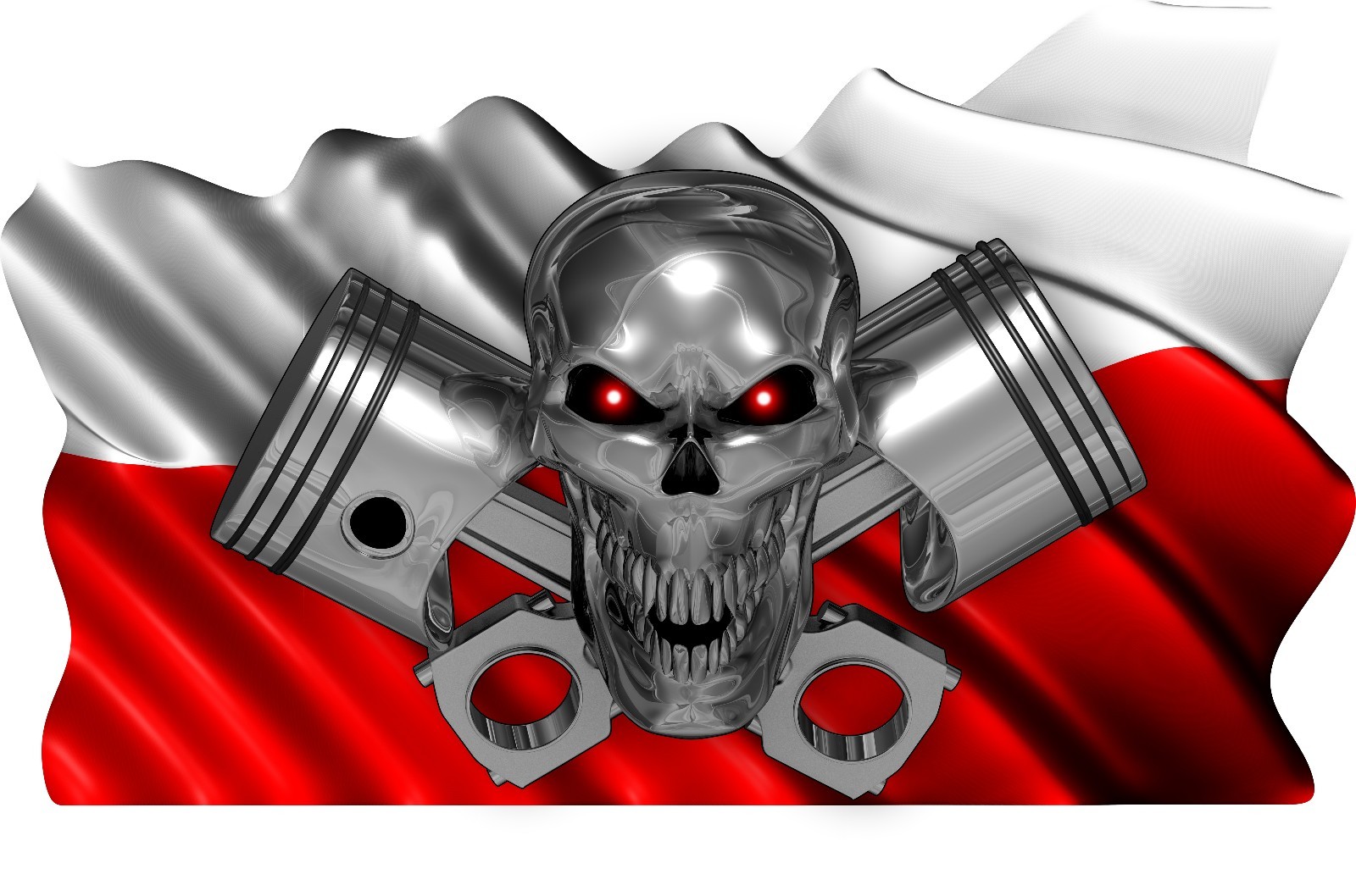 POLISH Flag Skull Piston Boat Car MOTORCYCLE Truck Stickers Decals Wrap 2- 28″