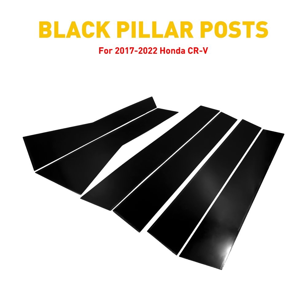 6/12x Piano Black Posts Pillar for Honda 2017-2022 CRV Window Trim Cover Kits