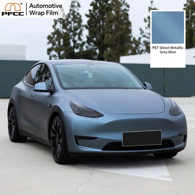 5ft x 50ft PET Car Wrap Vinyl Matte Grey Blue Air Release Bubble Free Full Roll