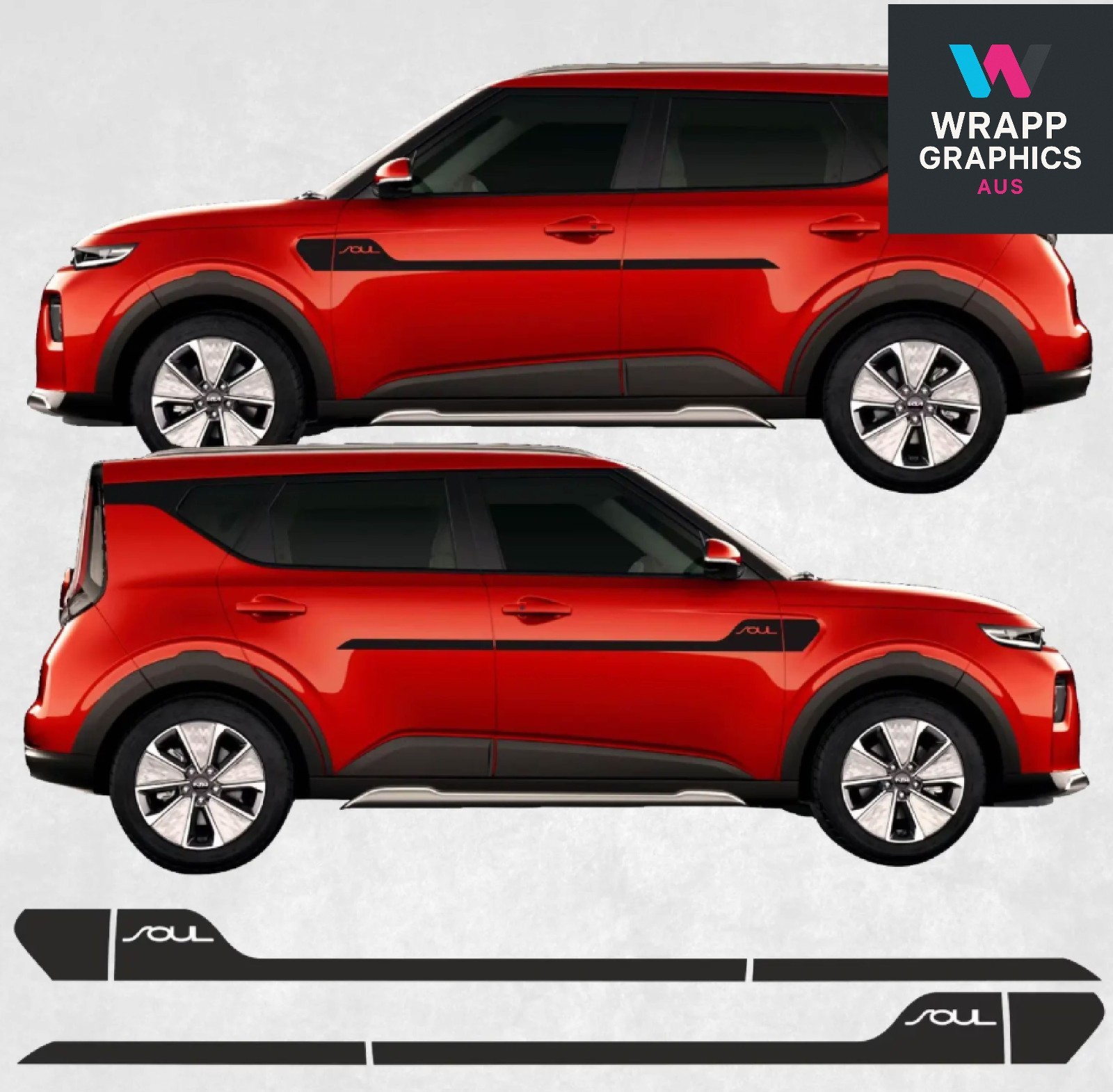 For Kia Soul Upper Door Stripe Decal Premium Stickers Both Sides