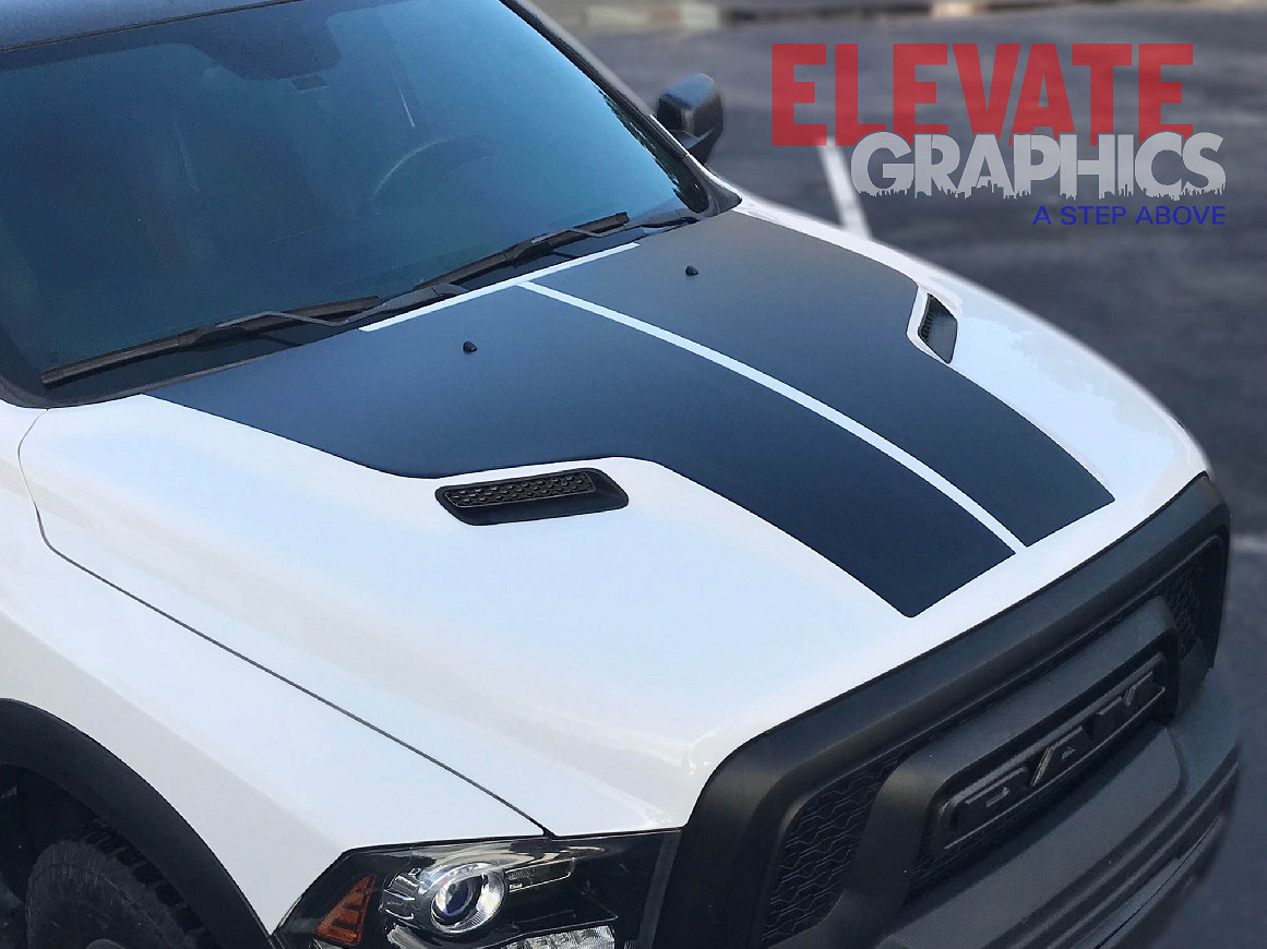 2009-2018 For Dodge Ram 1500 Decals Sport Hood Stripes Graphics Vinyl Stickers