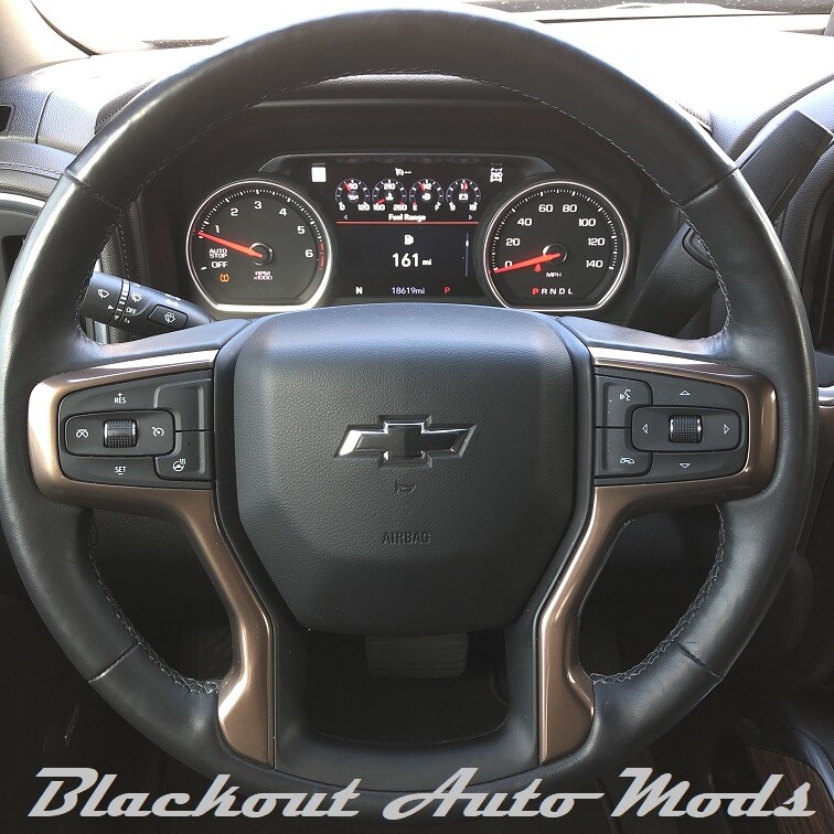 Gloss Black Steering Wheel Bowtie Overlay Chevy Silverado 2014-2024 Precut Decal