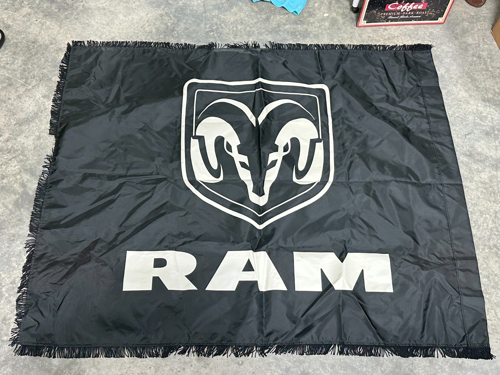 Large 4′ x 5′ Dodge Ram Black & white Logo Vinyl Banner double sided rodeo
