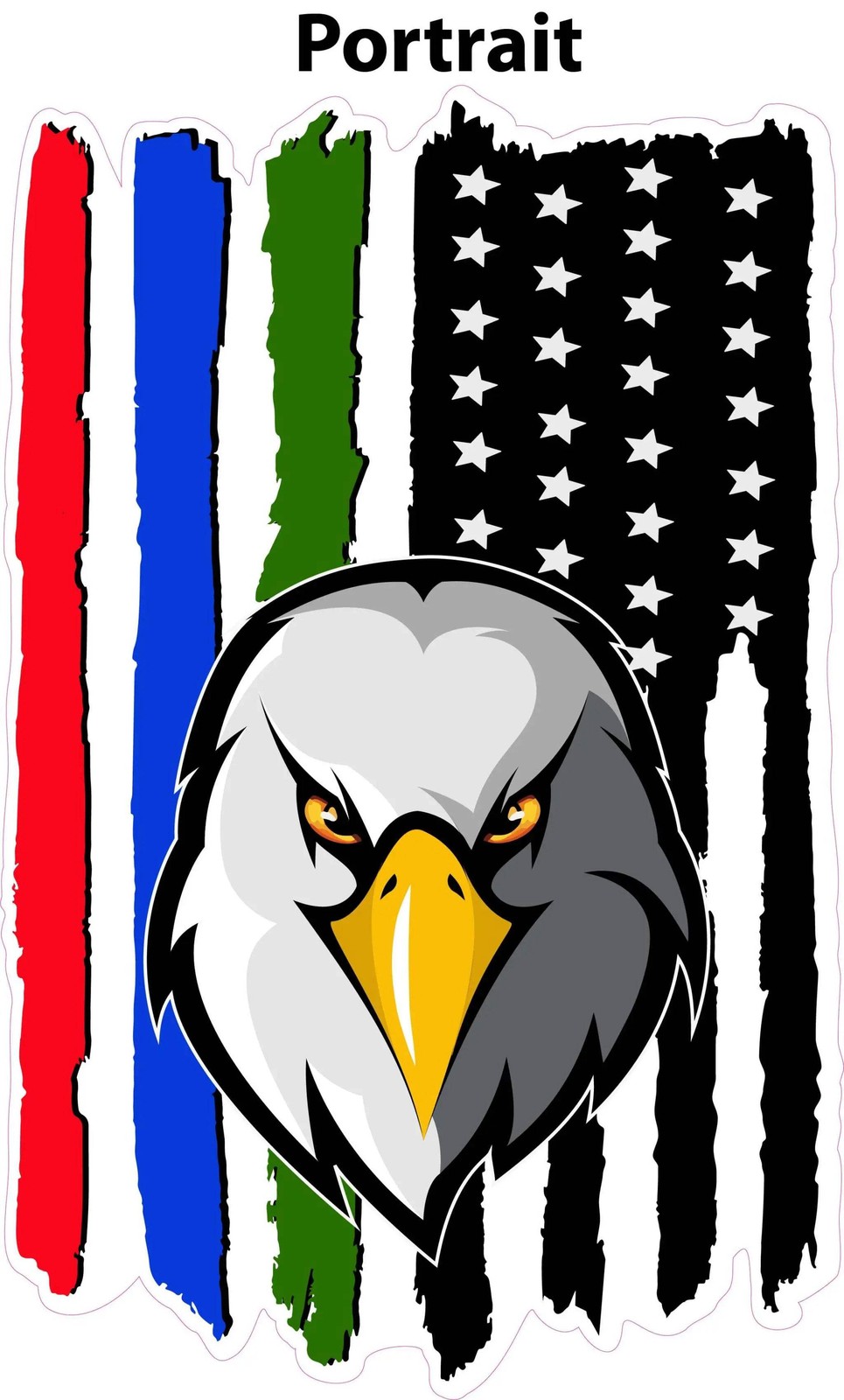 Black Worn American Flag first responders eaglehead decal