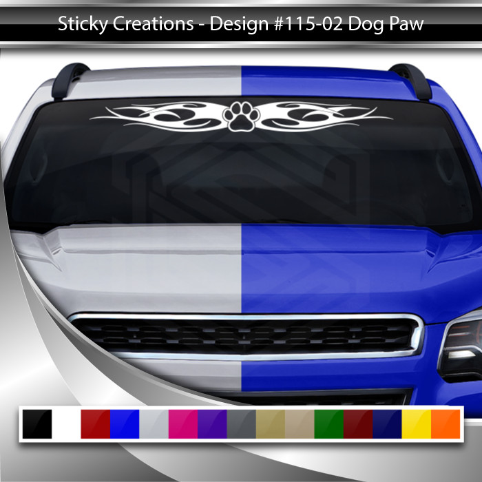 115-02 DOG PAW PRINT Windshield Decal Window Sticker Vinyl Graphic Dog Lover Car