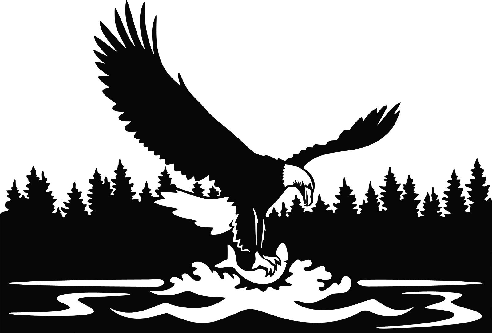 Scenic Eagle catching a fish, Silhouette Die Cut Vinyl Decal sticker 42 colors