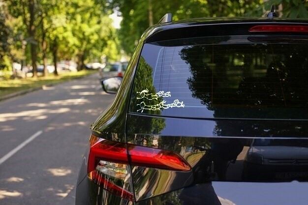 Flying Stick Figure Family Car Window – Premium Vinyl Decal/Sticker 8×4.5inches