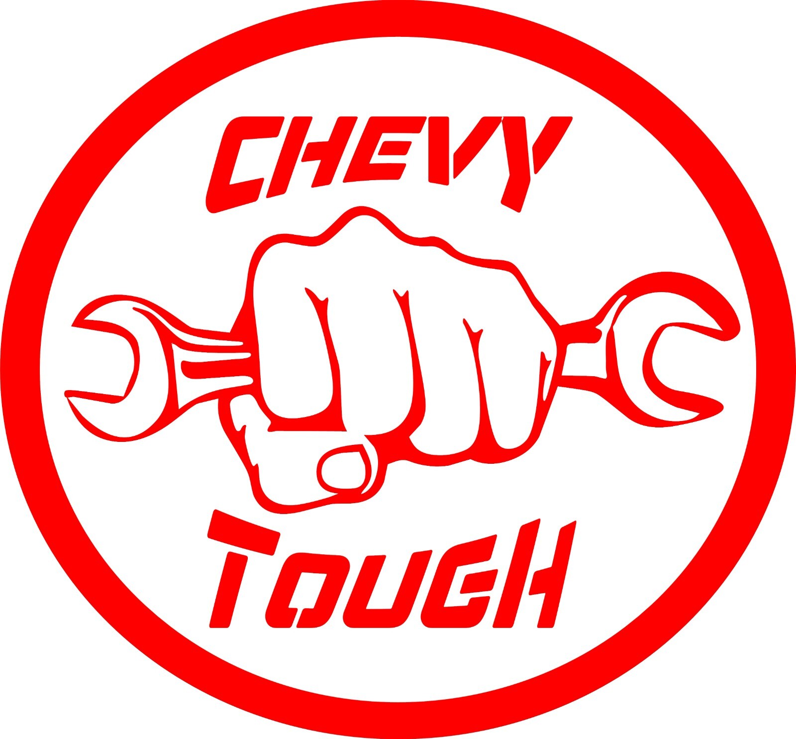 CHEVY TOUGH DECAL- 5″w x 3.6″h In your choice of color