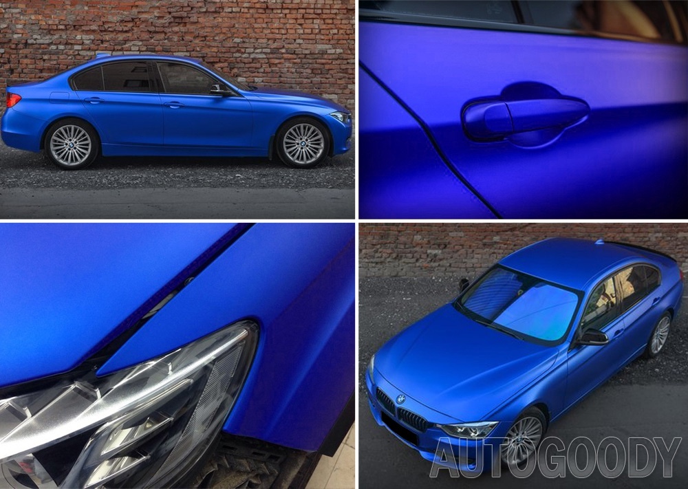 20ft x 5ft Satin Matte Chrome Metallic Deep Blue Vinyl Film Wrap Air Bubble Free