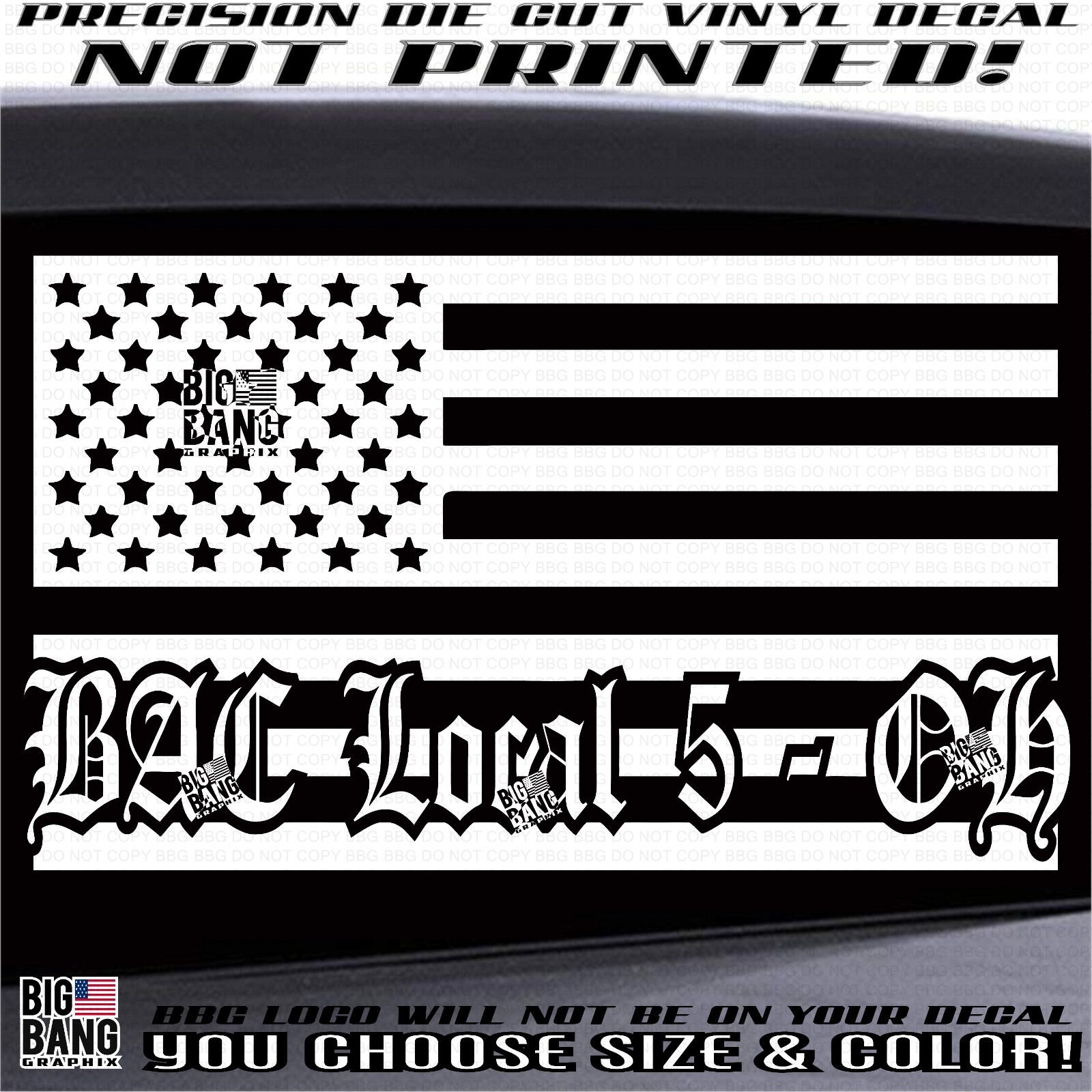 BAC Local 5 – OH USA Flag Decal Sticker BRICKLAYER PROUD Tradesman Union Trades